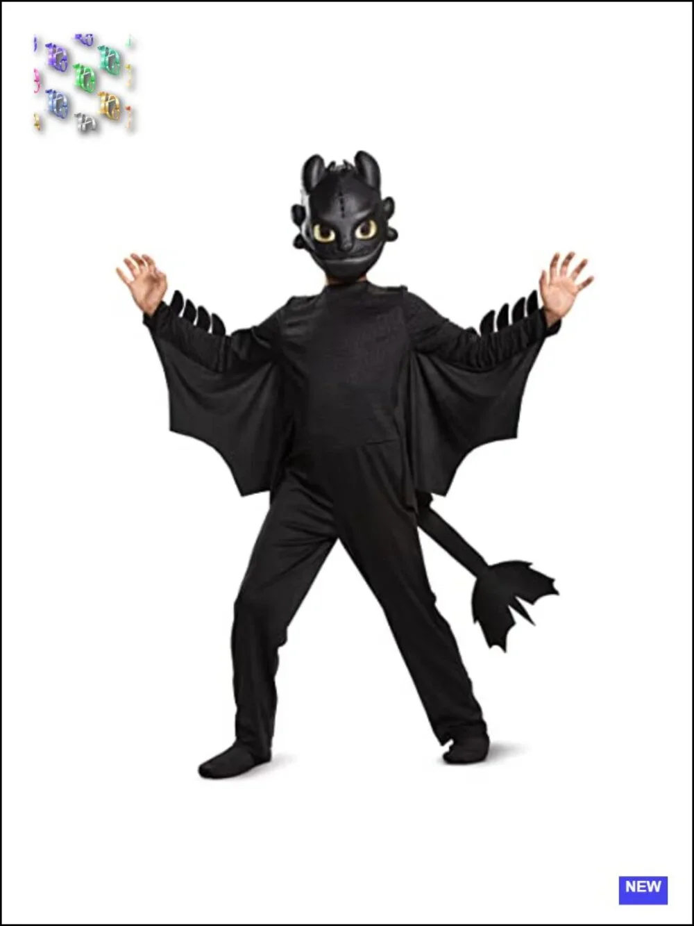 How to Train Your Dragon Toothless Costume Jumpsuit with Wings Mask Kids